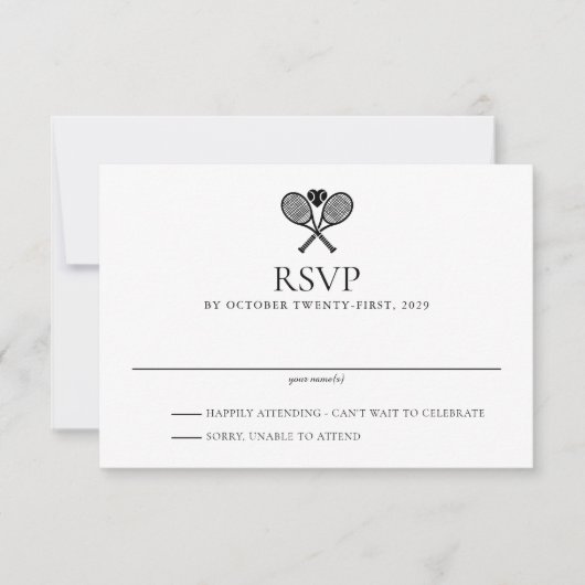 Tennis Love Wedding RSVP Kaartje (Voorkant)