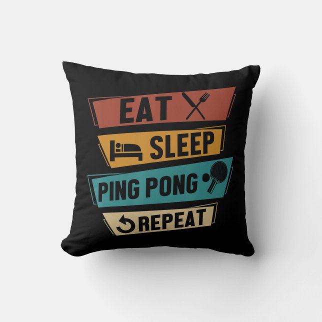 Tennis Lover Eat Sleep Ping Pong Herhalen Kussen (Voorkant)