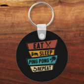 Tennis Lover Eat Sleep Ping Pong Herhalen Sleutelhanger (Voorkant)