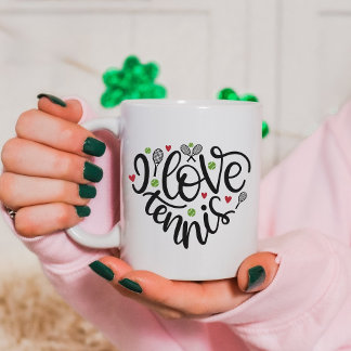 Tennis Lover I Love Tennis Heart Koffiemok