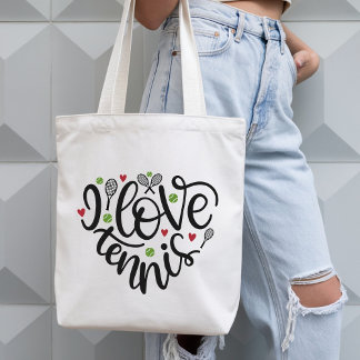 Tennis Lover I Love Tennis Heart Tote Bag