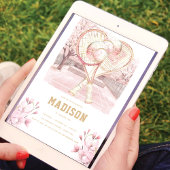 Tennis Luxe Meisje Verjaardag Pink Gold Kaart