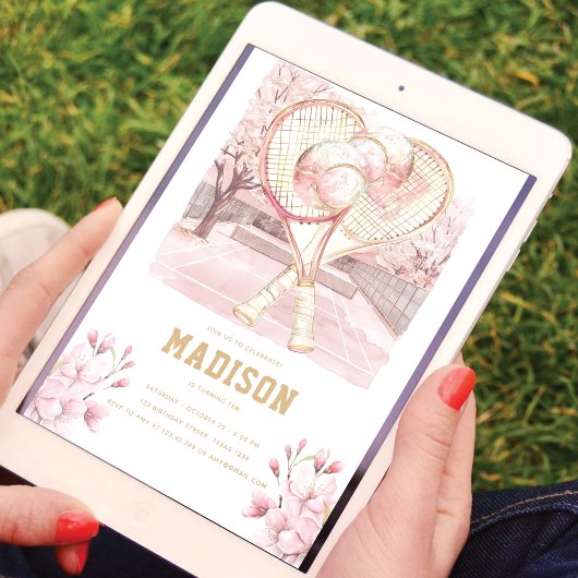 Tennis Luxe Meisje Verjaardag Pink Gold Kaart