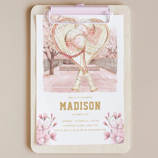 Tennis Luxe Meisje Verjaardag Pink Gold Kaart