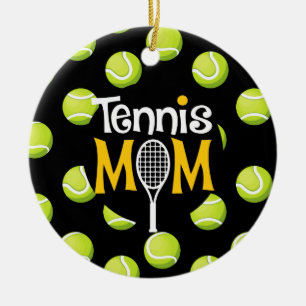 Tennis mam met Tennis bal op zwarte moeder Keramisch Ornament