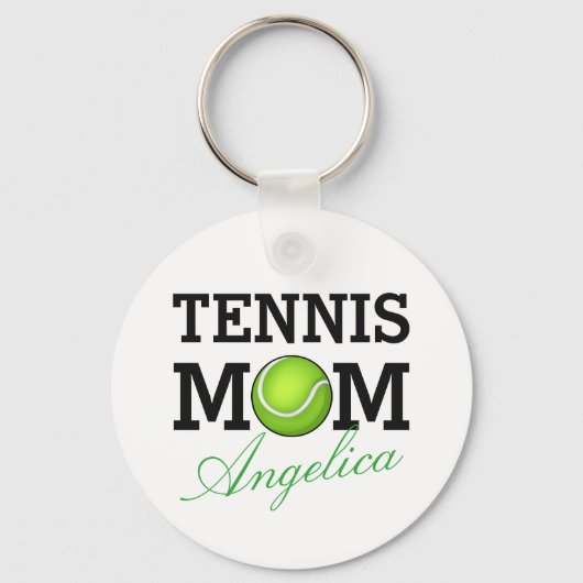 Tennis mam Persoonlijke naam Sleutelhanger (Voorkant)