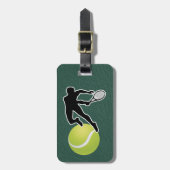 Tennis - mannelijke speler en bal Personaliseer Bagagelabel (Voorkant verticaal)
