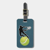 Tennis - mannelijke speler en bal Personaliseer Bagagelabel (Voorkant verticaal)