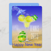 Tennis Margarita Nieuwjaar Kaart (Voorkant / Achterkant)