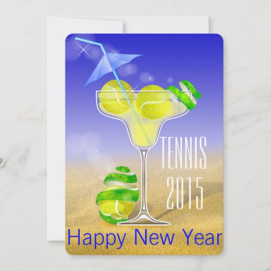 Tennis Margarita Nieuwjaar Kaart (Voorkant)