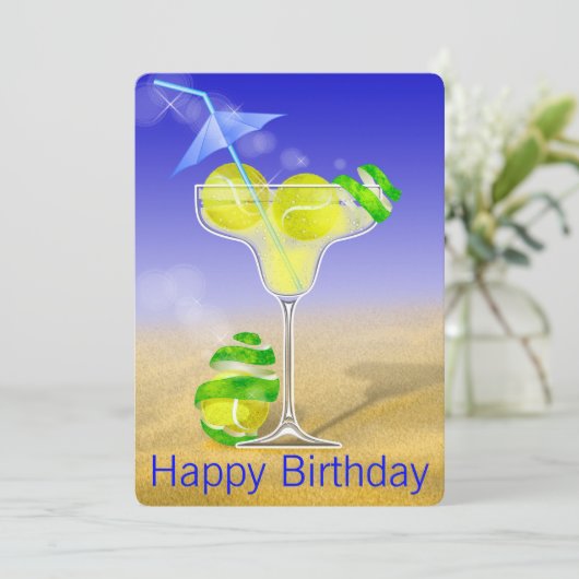 Tennis Margarita Verjaardagsfeestje Kaart (Staand voorkant)