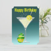Tennis Martini Birthday partijuitnodiging Kaart (Staand voorkant)