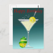 Tennis Martini Happy Birthday Briefkaart (Voorkant / Achterkant)