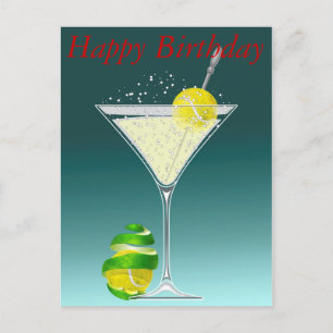 Tennis Martini Happy Birthday Briefkaart