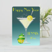 Tennis Martini New Year Kaart (Staand voorkant)