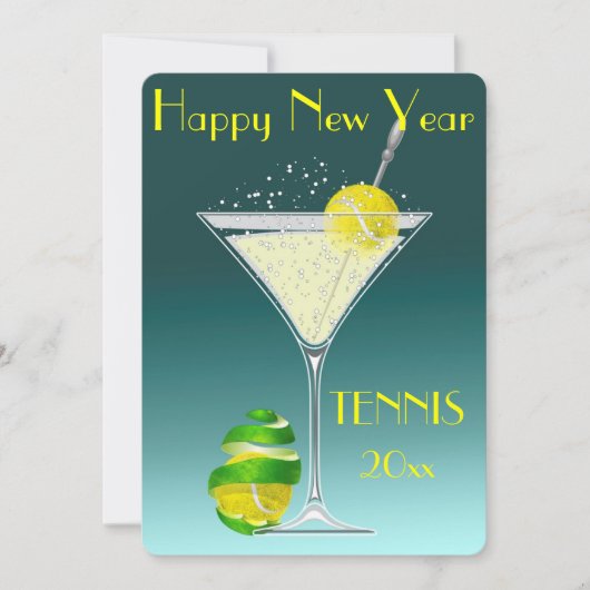 Tennis Martini New Year Kaart (Voorkant)