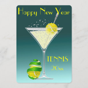 Tennis Martini New Year Kaart
