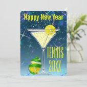 Tennis Martini New Year Kaart (Staand voorkant)