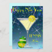 Tennis Martini New Year Kaart (Voorkant / Achterkant)