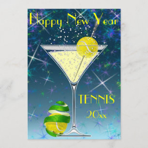 Tennis Martini New Year Kaart