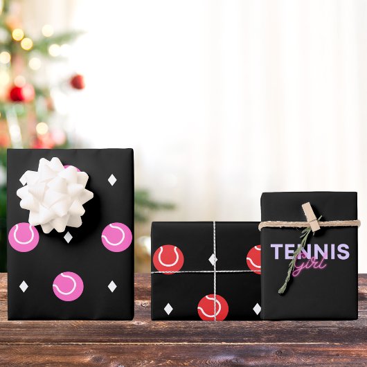 Tennis Meisje Roze Ballen Gift Inpakpapier Vel