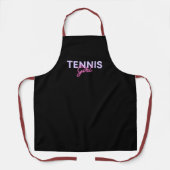 Tennis Meisje Roze Lettering Zwart Schort (Voorkant)