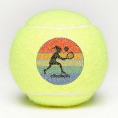 Tennis Meisje Speler Retro Big Bold Monogrammed Tennisballen (Voorkant)