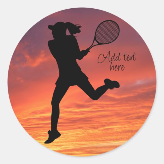 Tennis Meisje Speler Vrouwen Tennis Ronde Sticker (Voorkant)