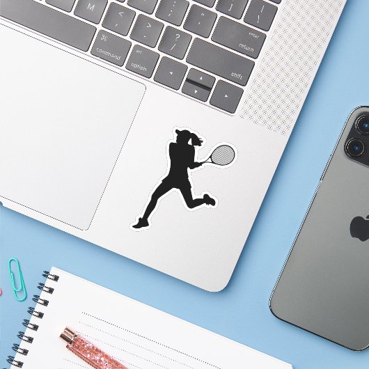 Tennis Meisje Speler Vrouwen Tennis Sticker (Laptop met iPhone)