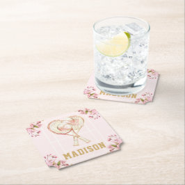 Tennis Meisje Verjaardag Custom Waterverf Kartonnen Onderzetters