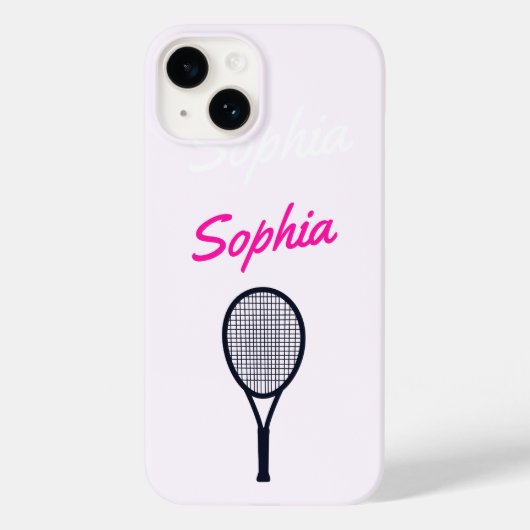 Tennis Meisjes Aangepaste Naam Gift Roze Zwart Case-Mate iPhone Case (Achterkant)