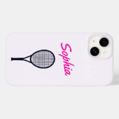 Tennis Meisjes Aangepaste Naam Gift Roze Zwart Case-Mate iPhone Case (Achterkant (horizontaal))