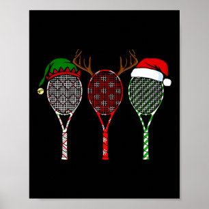 Tennis Merry Chistmas 3 Tennis Racket Kerstmis Poster