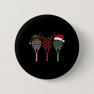 Tennis Merry Chistmas 3 Tennis Racket Kerstmis Ronde Button 5,7 Cm