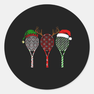 Tennis Merry Chistmas 3 Tennis Racket Kerstmis Ronde Sticker