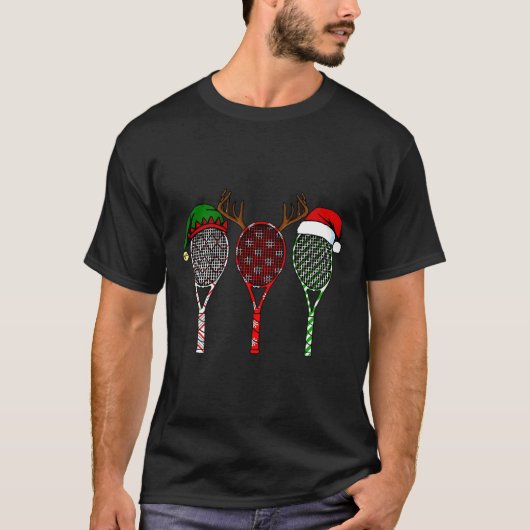 Tennis Merry Chistmas 3 Tennis Racket Kerstmis T-shirt (Voorkant)