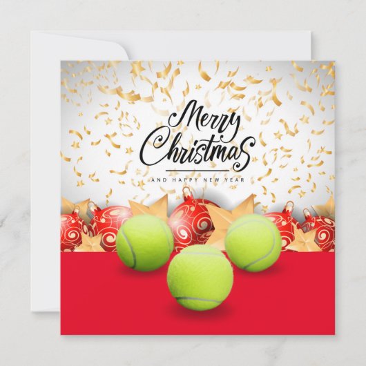 Tennis Merry Kerstmis en Happy Nieuwjaar Feestdagenkaart (Voorkant)