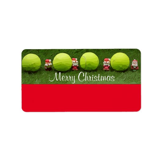 Tennis Merry Kerstmis met bal en kerstman Etiket (Voorkant)