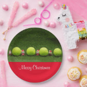 Tennis Merry Kerstmis met bal en kerstman Papieren Bordje (Feest)
