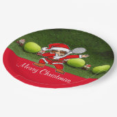 Tennis Merry Kerstmis met bal en kerstman Papieren Bordje (Gekanteld)