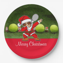 Tennis Merry Kerstmis met bal en kerstman Papieren Bordje