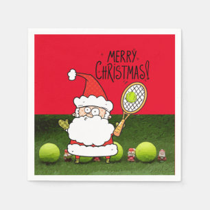 Tennis Merry Kerstmis met bal en kerstman Servet