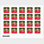 Tennis Merry Kerstmis met bal en kerstman Vierkante Sticker (Vel)