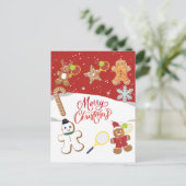 Tennis Merry Kerstmis met gemberbrood tennis Feestdagenkaart (Staand voorkant)