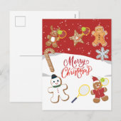Tennis Merry Kerstmis met gemberbrood tennis Feestdagenkaart (Voorkant / Achterkant)