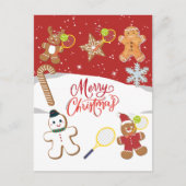 Tennis Merry Kerstmis met gemberbrood tennis Feestdagenkaart (Voorkant)