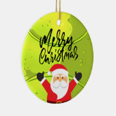Tennis Merry Kerstmis met kerstman bovenaan Keramisch Ornament (Rechts)