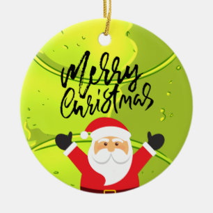 Tennis Merry Kerstmis met kerstman bovenaan Keramisch Ornament