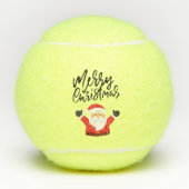 Tennis Merry Kerstmis met kerstman bovenaan Tennisballen (Voorkant)