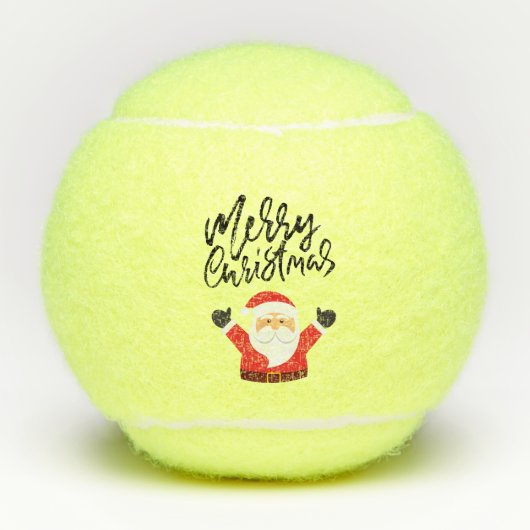 Tennis Merry Kerstmis met kerstman bovenaan Tennisballen (Voorkant)